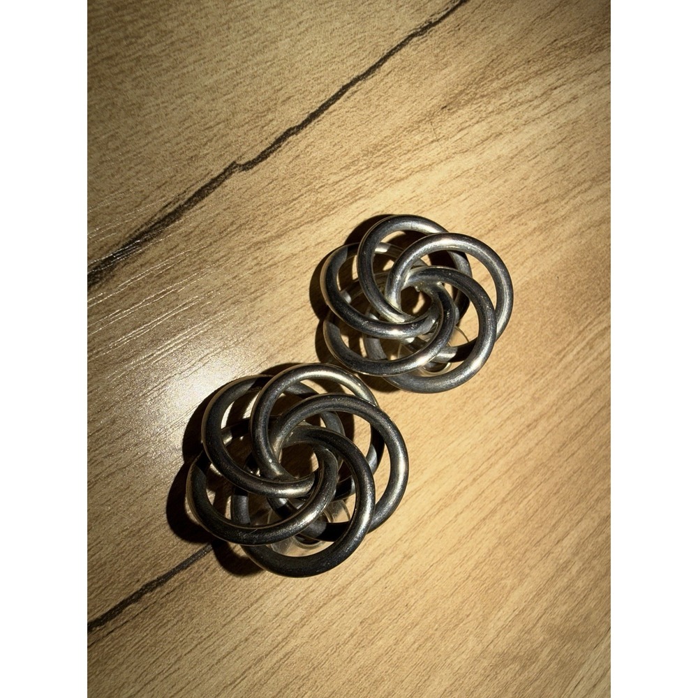 Interlocking O‎ Silver Tone Pierced Earrings Entwined